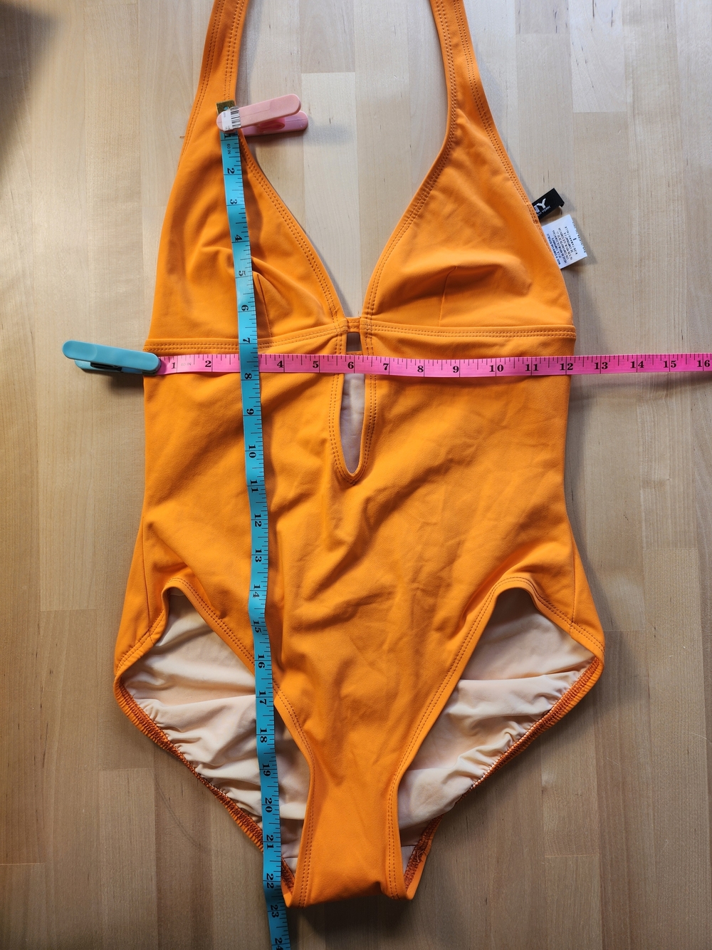 DKNY NWT Tangerine Halter One-Piece Swimsuit with Front Keyhole Sz 8 - Picture 3 of 7